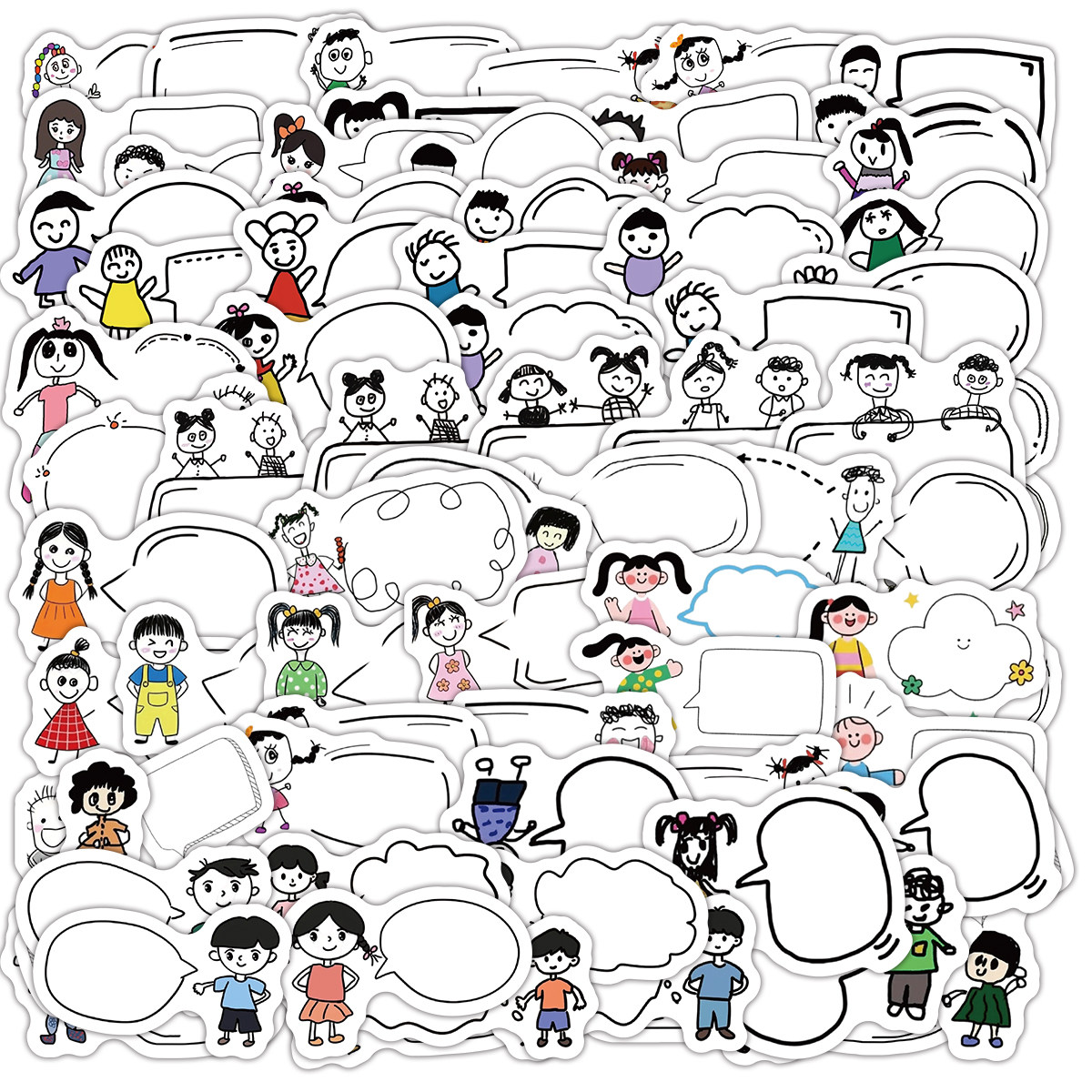 180张手绘卡通空白对话气泡贴画