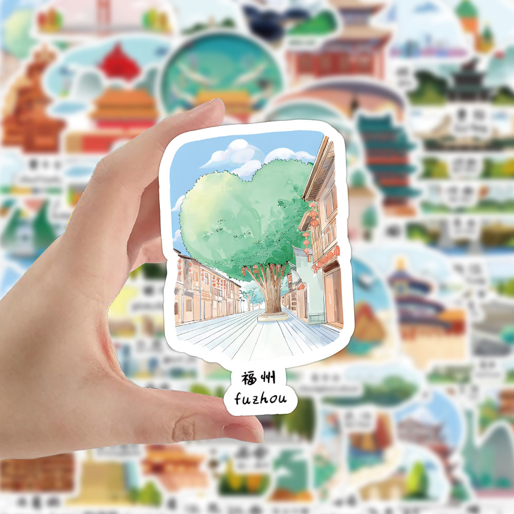 421张中国城市地标防水贴纸