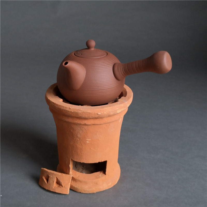 红泥茶炉炭炉红泥小火炉煮茶壶茶道橄榄碳炉功夫陶瓷茶具