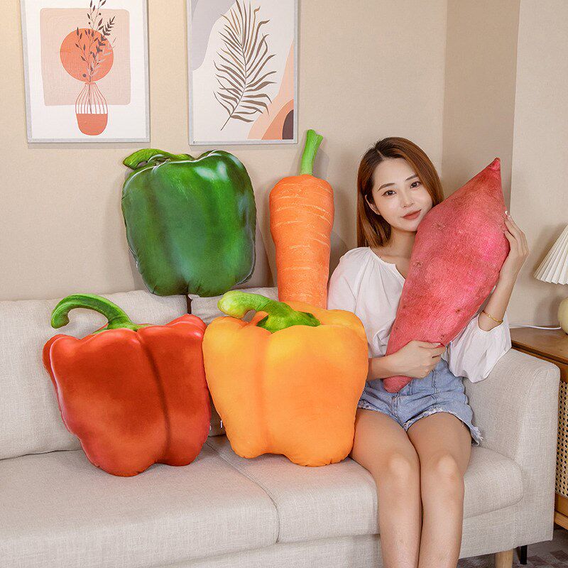 创意仿真水果蔬菜抱枕毛绒玩具玉米胡萝卜红薯玩偶女生安抚布娃娃