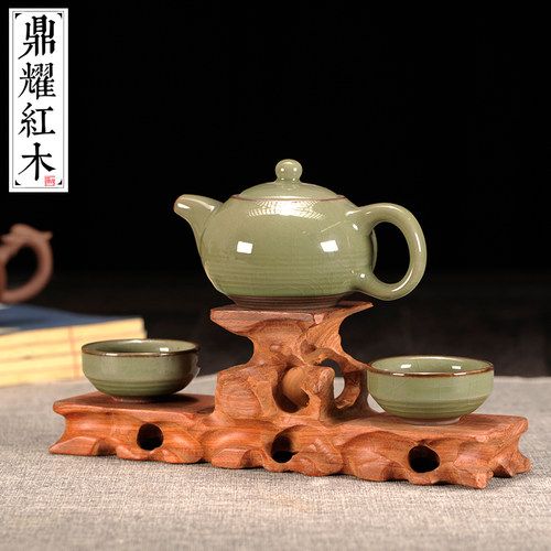 红木质根雕玉器奇石底座 工艺品摆件 紫砂茶壶底座 长方高低底座