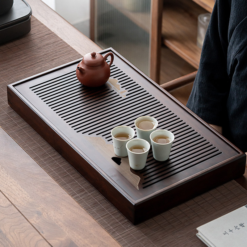胡桃色实木茶盘家用长方形茶具托盘竹制储水式功夫干泡盘蓄水茶台
