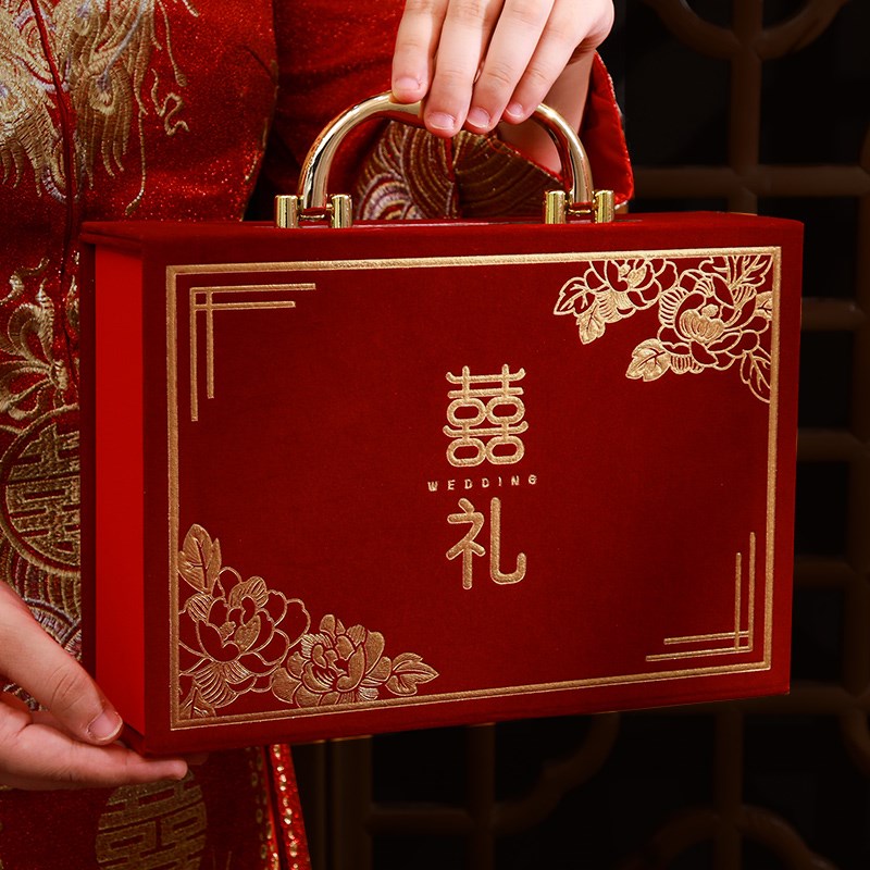订婚彩礼钱盒子彩礼箱现金彩礼盒高档聘金礼金盒全套结婚用品大全