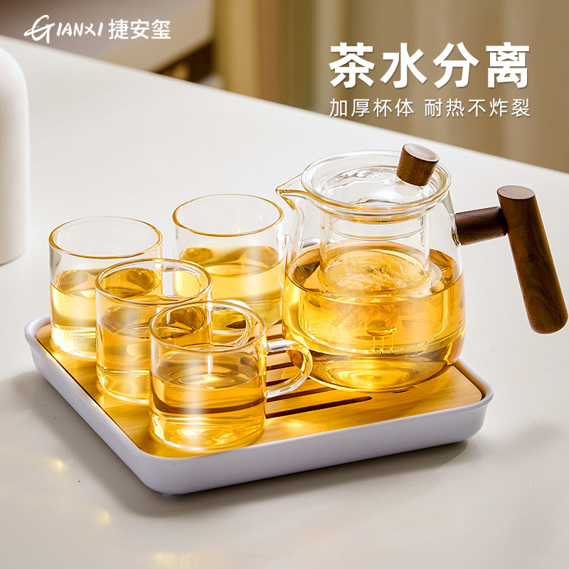 全玻璃花茶壶茶杯套装中式下午茶具玫瑰水果蜡烛加热养生泡煮茶器图片