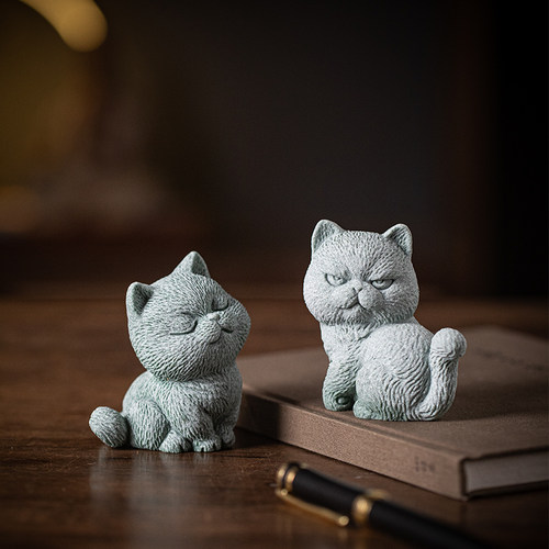 创意小猫咪可爱茶宠摆件创意萌宠猫笔架盖置书房镇纸桌面装饰礼品