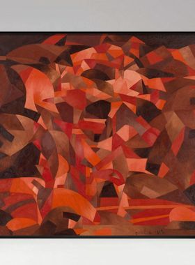 现代客厅抽象装饰画高级感法式简欧艺术油画餐厅挂画红色玄关壁画