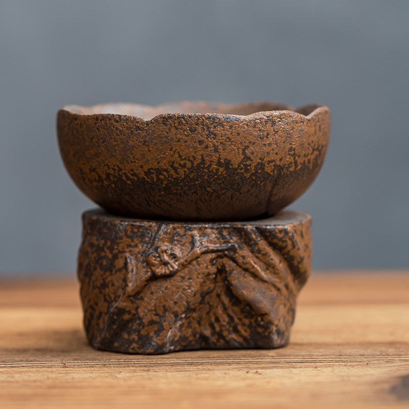 九九手作 粗陶茶漏 茶滤陶瓷过滤网茶隔过滤器茶具茶叶复古