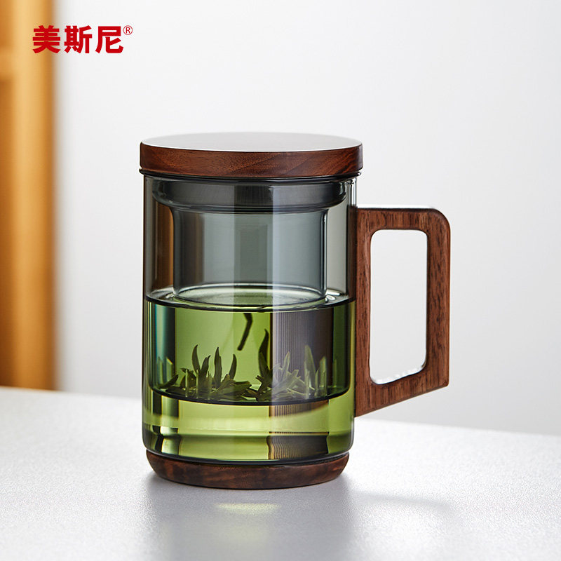 美斯尼玻璃茶杯耐高温茶水分离泡茶杯家用过滤花茶杯子办公室水杯