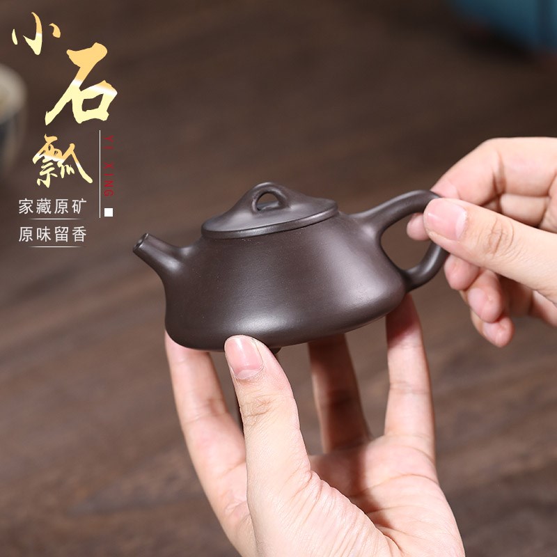 凡夫 160cc小品石瓢壶半手工原矿紫砂壶黑泥家用单人小容量泡茶壶