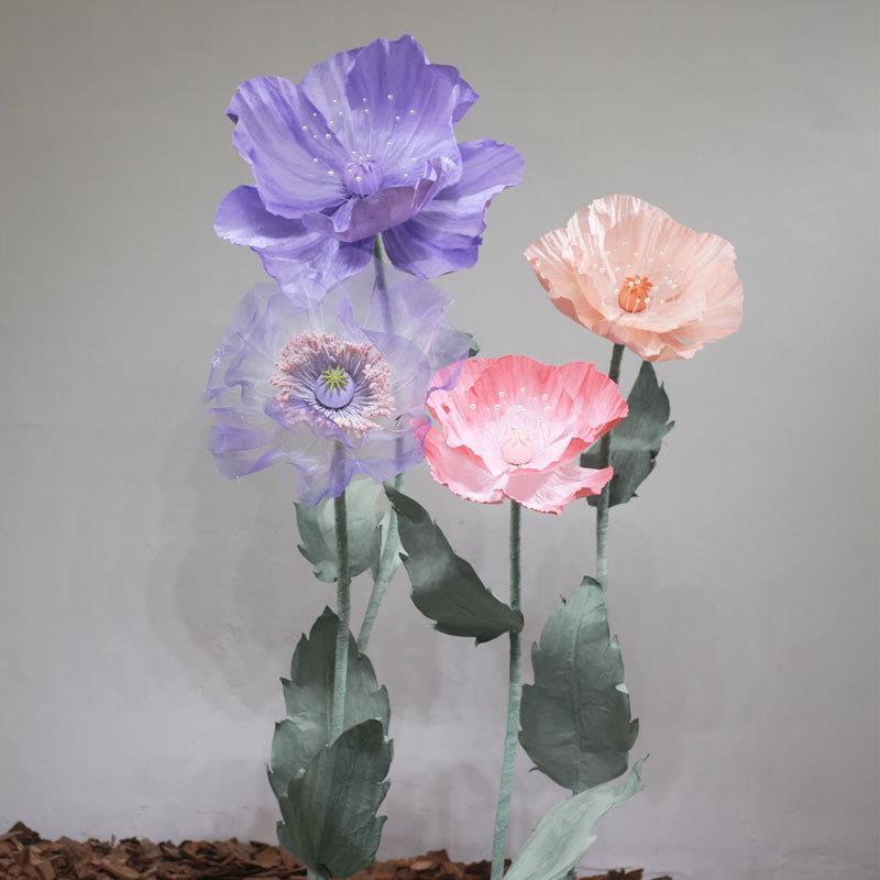 手工花成品虞美人仿真花造景摆设客厅装饰花卉摆件大型纸艺花
