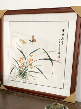 手绘兰花国画牡丹花鸟画客厅沙发三联壁画卧室挂画餐厅玄关装饰画