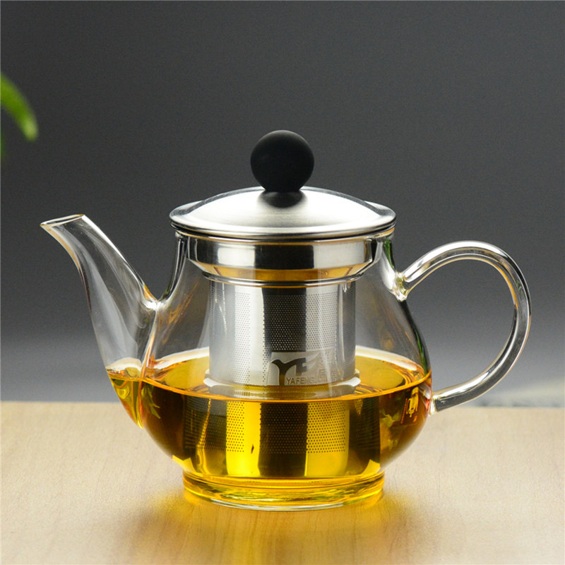 雅风玻璃茶壶耐高温加厚泡茶壶不锈钢过滤花茶壶家用红茶具可加热