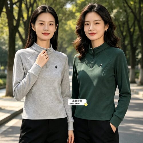 乐卡克女运动长袖T恤舒适百搭