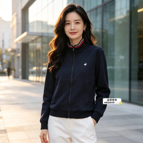 乐卡克女立领运动百搭卫衣