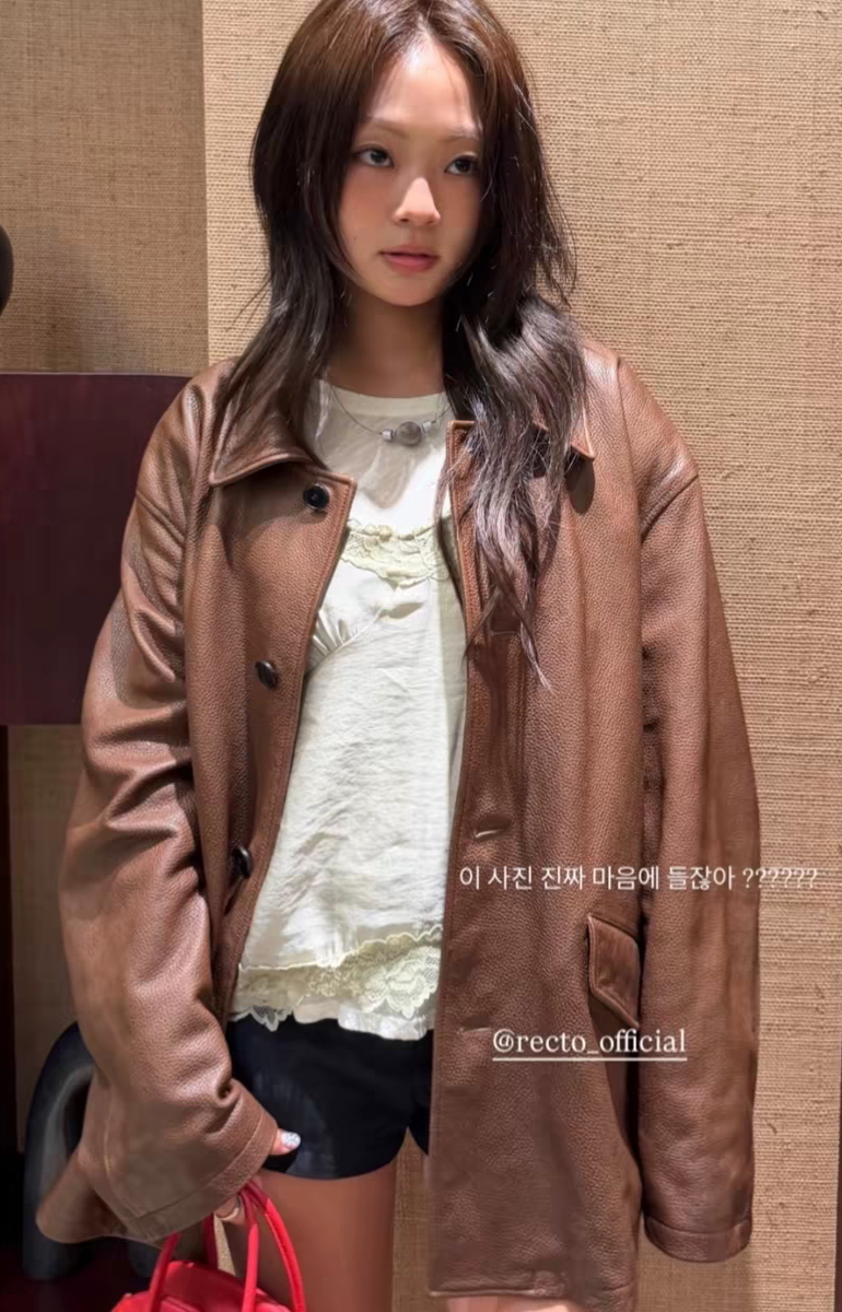 韩国品牌 RECTO 翻领 羊皮皮衣
