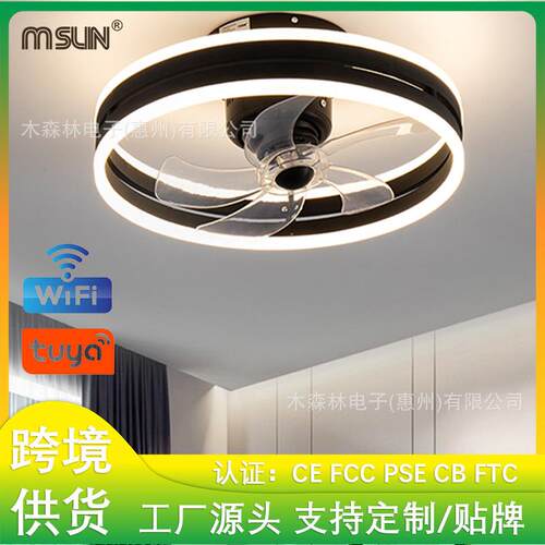 60度摇头涂鸦WiFiAlexa智能语音led卧室风扇灯客厅灯110V通用