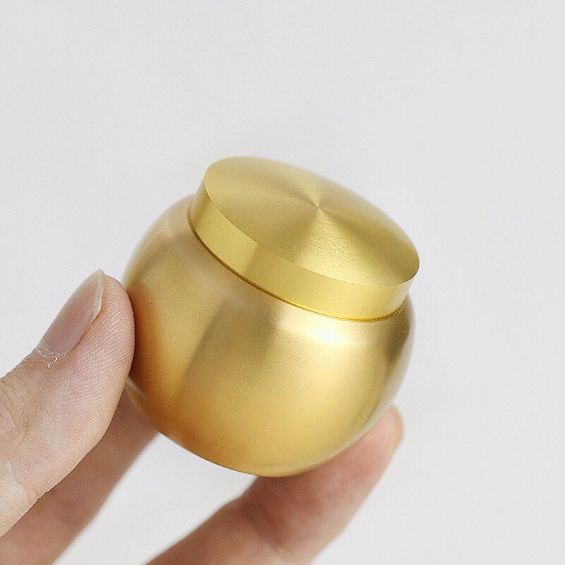 茶罐茶叶罐便携金属茶叶罐大号黄铜密封中式圆形金属盒家用铜制