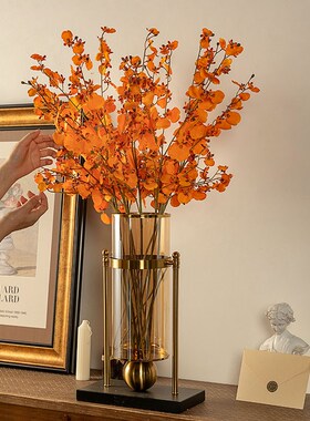 跳舞兰蝴蝶兰迎春花假花仿真花永生花餐厅餐桌干花插花瓶摆件花艺