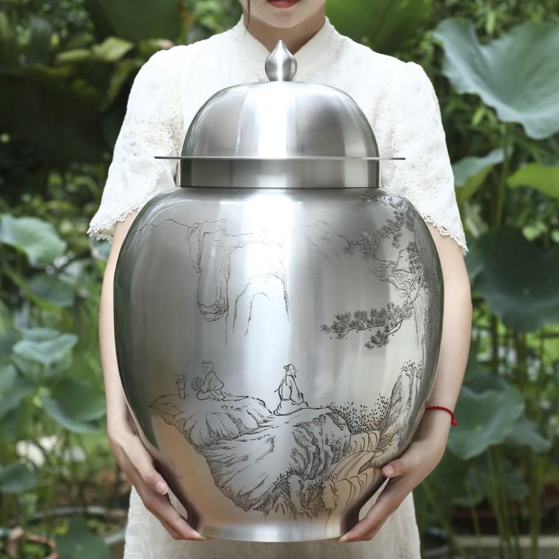 匠之源锡罐茶叶罐纯锡大号个旧锡器3000克5000克大储茶罐茶叶筒