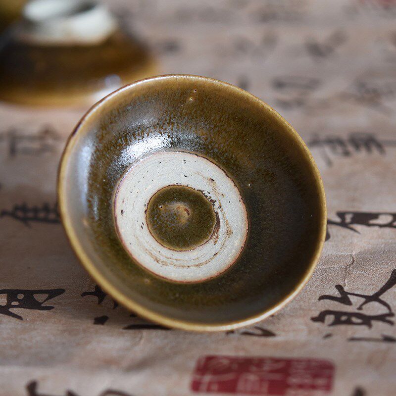 云南土陶茶杯纯手工龙窑柴烧粗陶茶碗冰裂复古茶具品茗杯主人杯