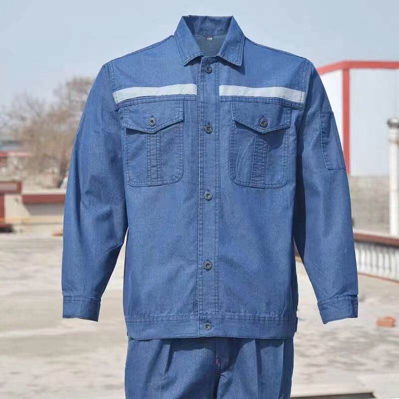 夏季薄款牛仔工作服套装男劳保服焊工工地劳动耐磨电焊服工装夏装