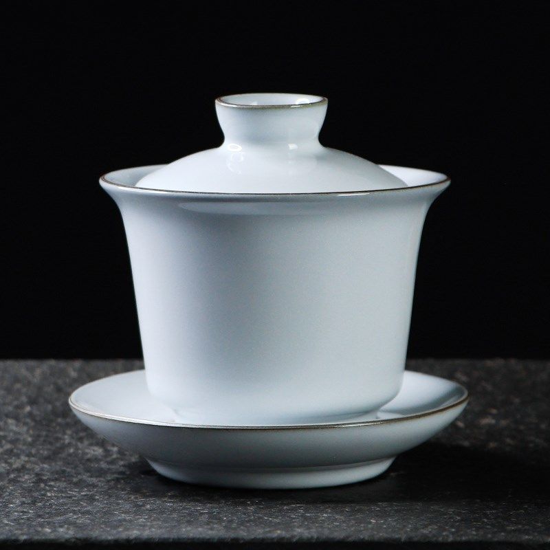 铁胎官窑盖碗茶杯单个陶瓷三才泡茶碗功夫大号不烫手家用敬茶碗