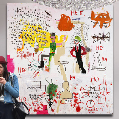 客厅装饰画大尺寸Basquiat街头涂鸦抽象艺术画巨幅餐厅背景墙挂画