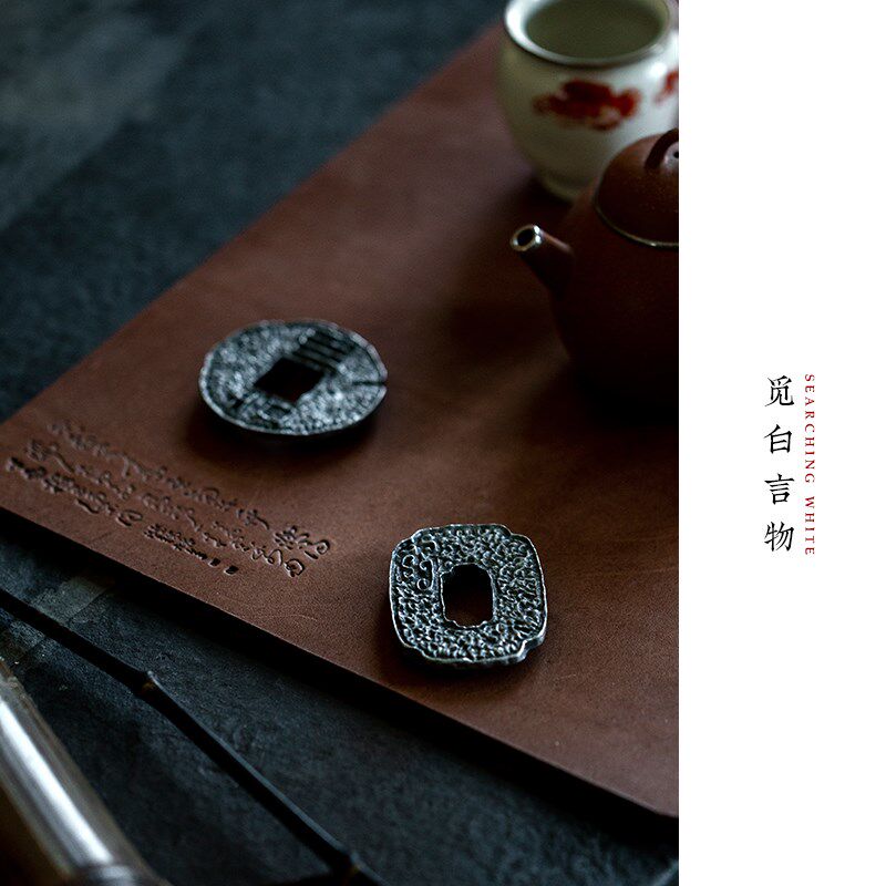 觅白手工锡器盖置大吉紫砂壶盖托复古茶道零配件文玩针搁镇纸茶具
