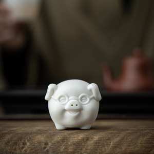 宇轩玉瓷茶宠摆件茶玩茶艺小猪精品可养招财小猪茶盘家居办公摆件