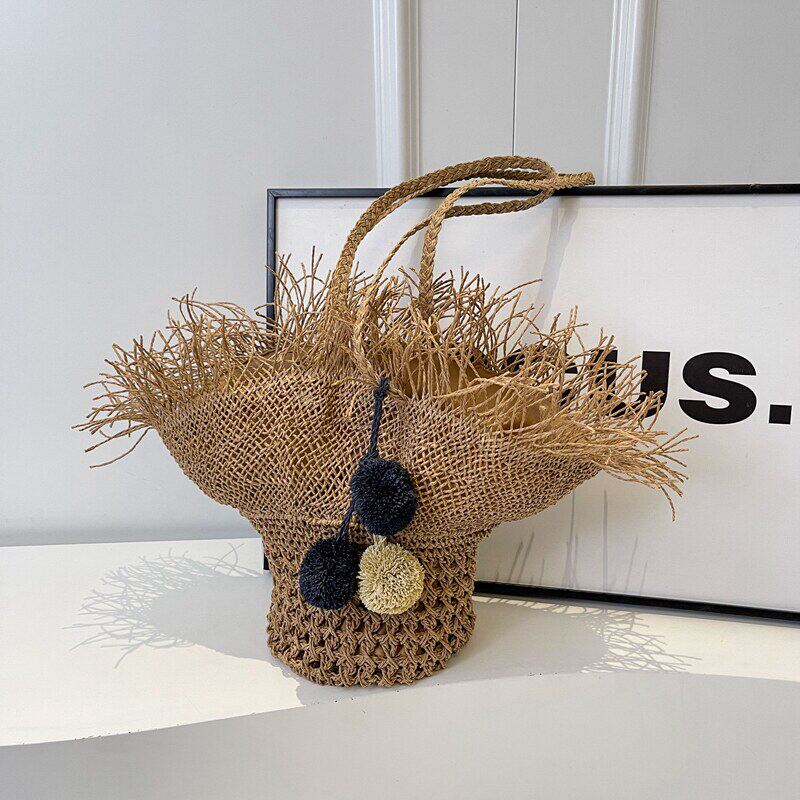 韩国小众ins草帽单肩编织