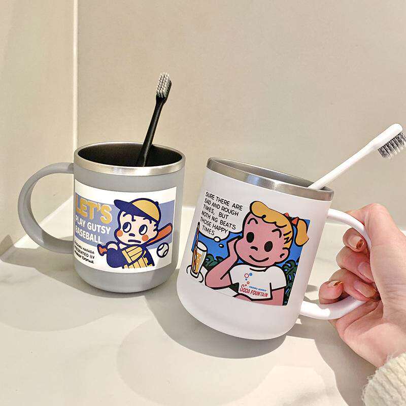 可爱日式304不锈钢漱口杯