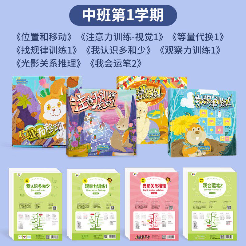 幼儿园中班第一学期思维训练游戏玩具 儿童数学早教教具 学能培养