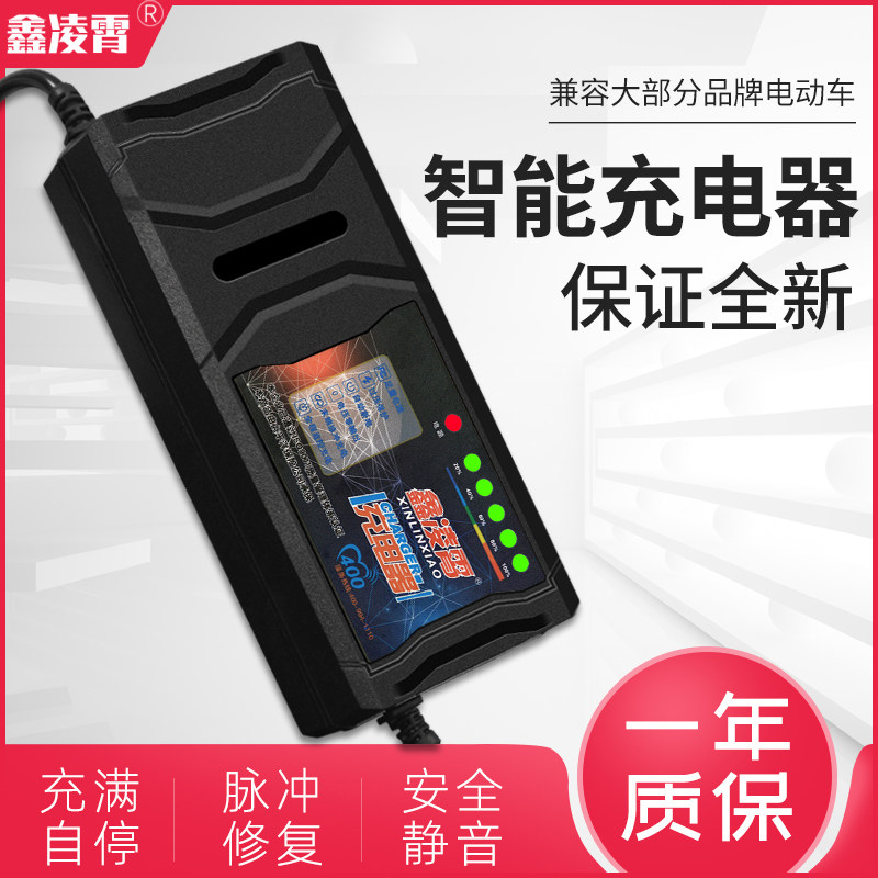 适用金狮自动关机智能电动车电瓶充电器48V12AH60V20AH72V30AT孔