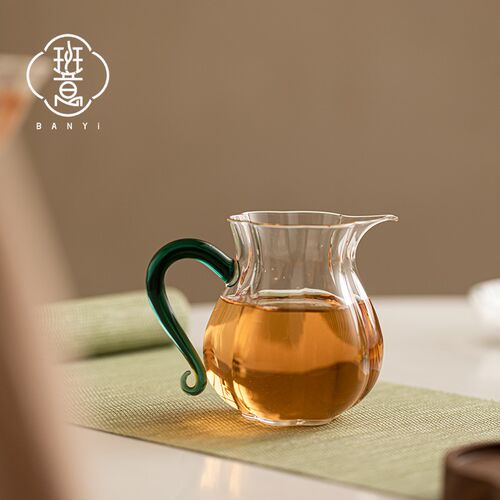 花瓣玻璃公道杯加厚耐热分茶器大号茶滤一体公杯茶海茶具