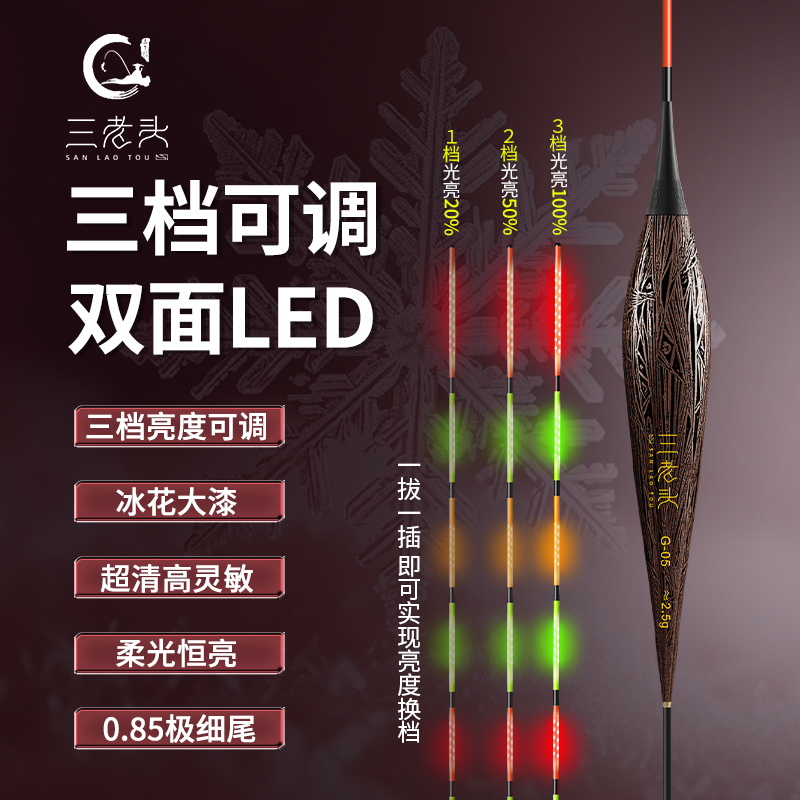 三老头可变档LED夜光漂G高灵敏可调亮电子漂鲫鱼漂醒目变色浮漂