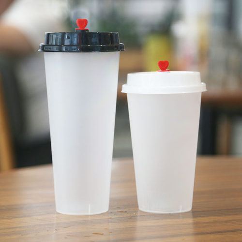 一次性杯子磨砂高透注塑杯加厚90口径奶茶塑料杯水果汁饮料定制
