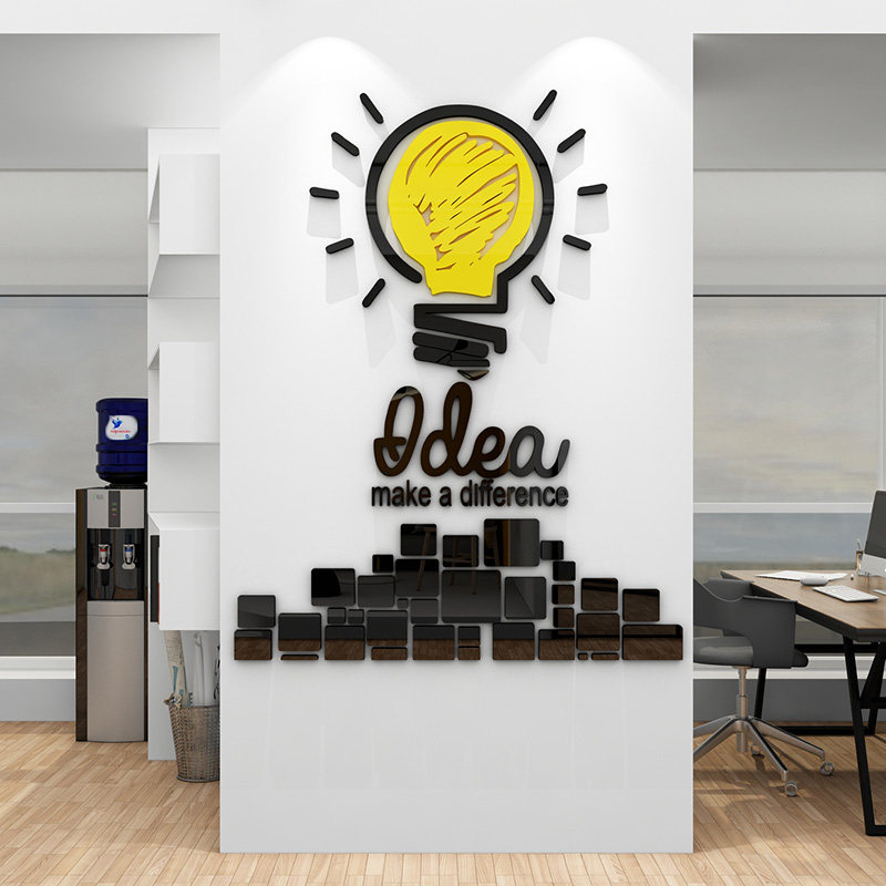 创意idea英文励志标语贴纸公司办公室企业文化墙面装饰3d立体墙贴
