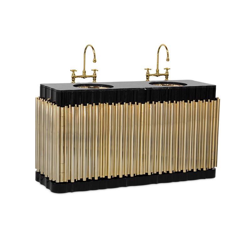 大理石洗漱台一体落地双人洗手盆304不锈钢别墅浴室洗脸盆柜组合