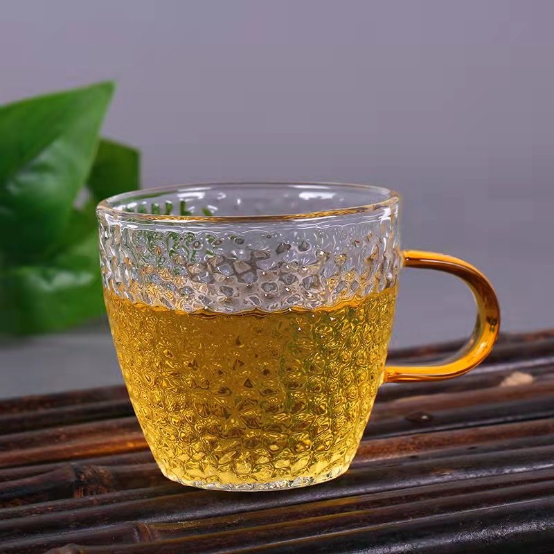 加厚茶杯耐热玻璃锤纹品茗杯带把小杯子家用主人杯功夫茶具套装