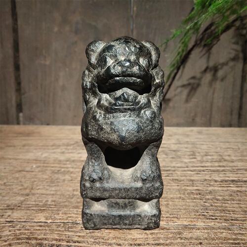 古董古玩老石雕旧石器仿古山西青石风化老皮狮子复古陈设装饰摆件