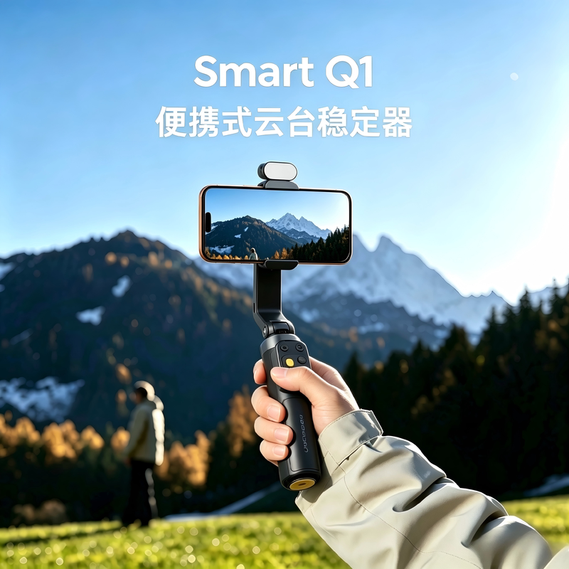 手机云台稳定器防抖2026新款手持自拍杆落地三脚架直播手机支架演唱会自动旋转旅游拍照神器LINYTUO&奥川Q1