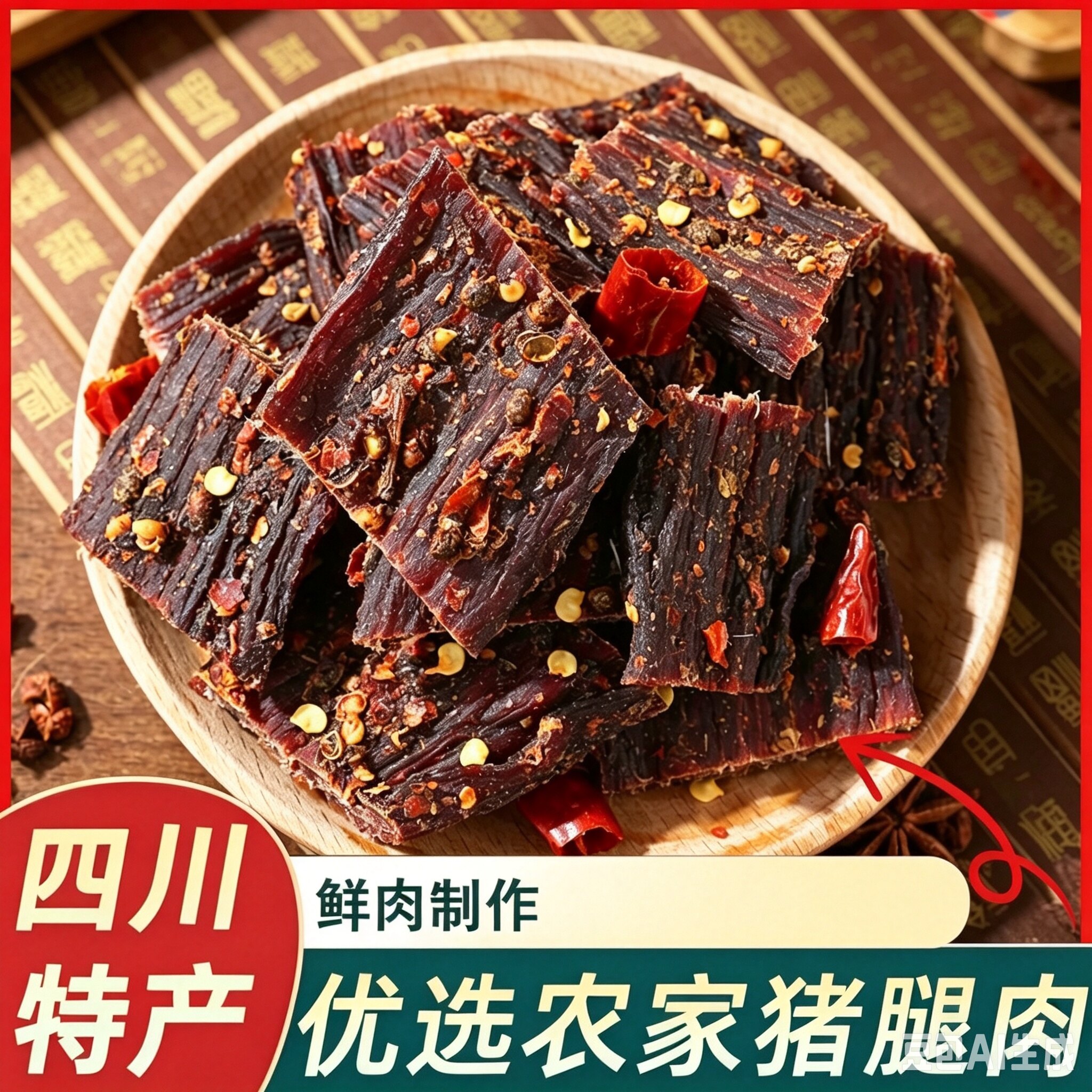 蜀西奇胜风干猪肉干超干手撕猪肉铺办公休闲四川特产麻辣五香500g