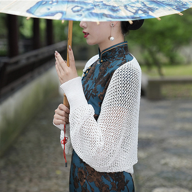 女士旗袍披肩外搭长袖针织外套