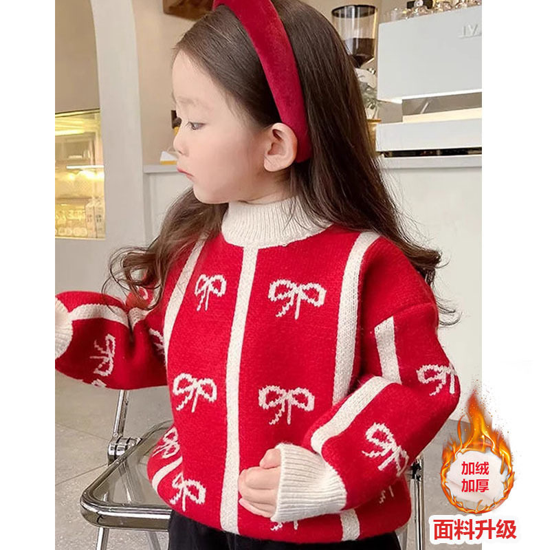 女童毛衣秋装新款韩版儿童洋气春秋长袖甜美套头打底针织衫