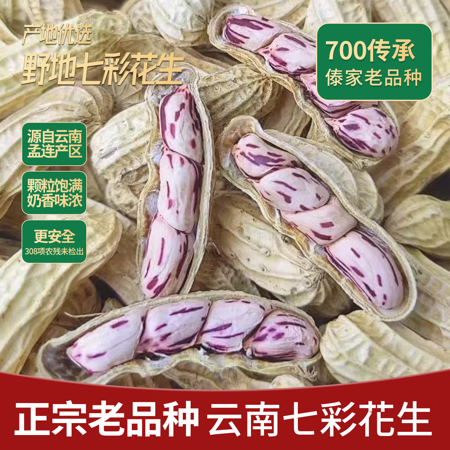 云南七彩花生晒干带壳生的水煮咸干原味精选无坏果普洱孟连特产