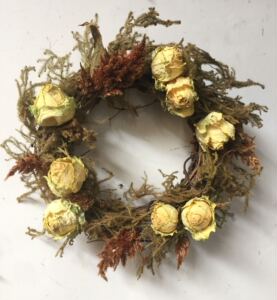森美干燥香槟玫瑰凤尾草干花花环壁饰壁挂门楣花服饰欢迎花原118