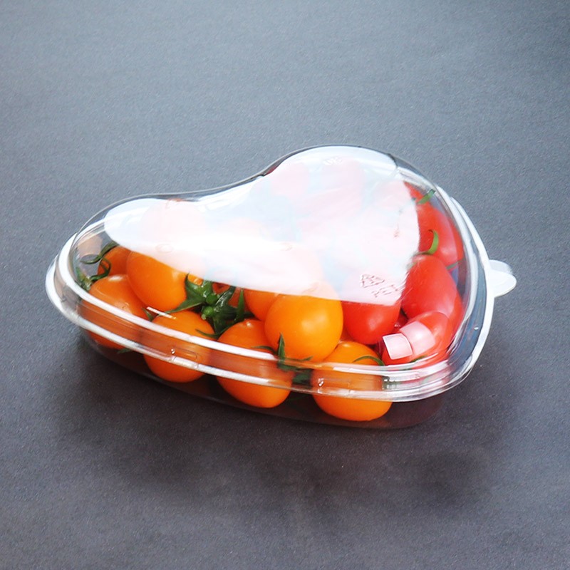 心形一次性水果盒500克加厚1斤水果包装盒草莓打包盒带盖塑料盒子