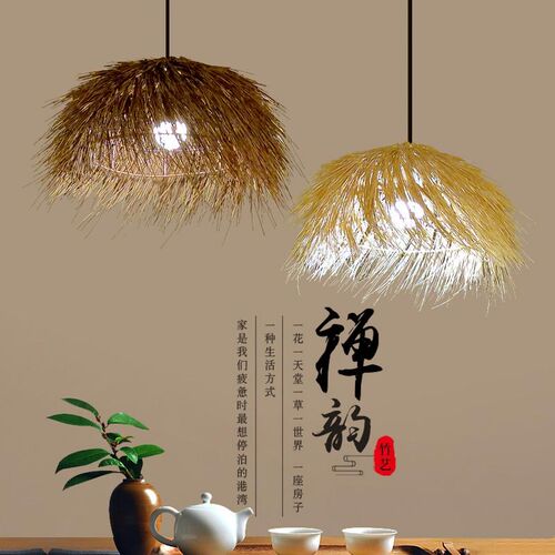 创意藤编草帽吊灯罩复古餐厅个性火锅店民宿东南亚藤艺鸟巢鸟窝灯