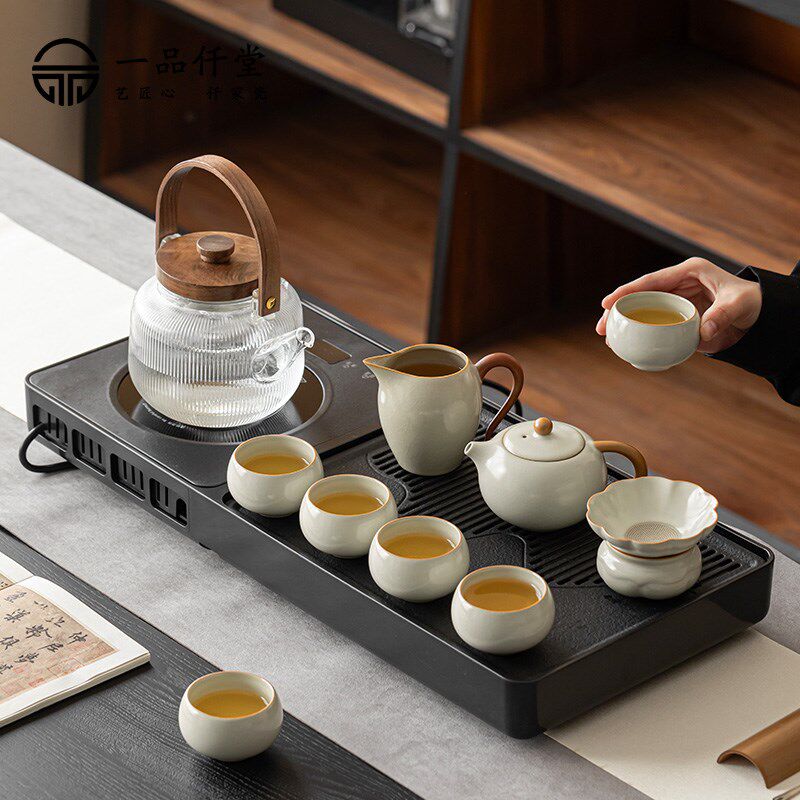一整套汝窑功夫茶具全自动煮茶烧水一体茶盘2025新款茶道茶台套装