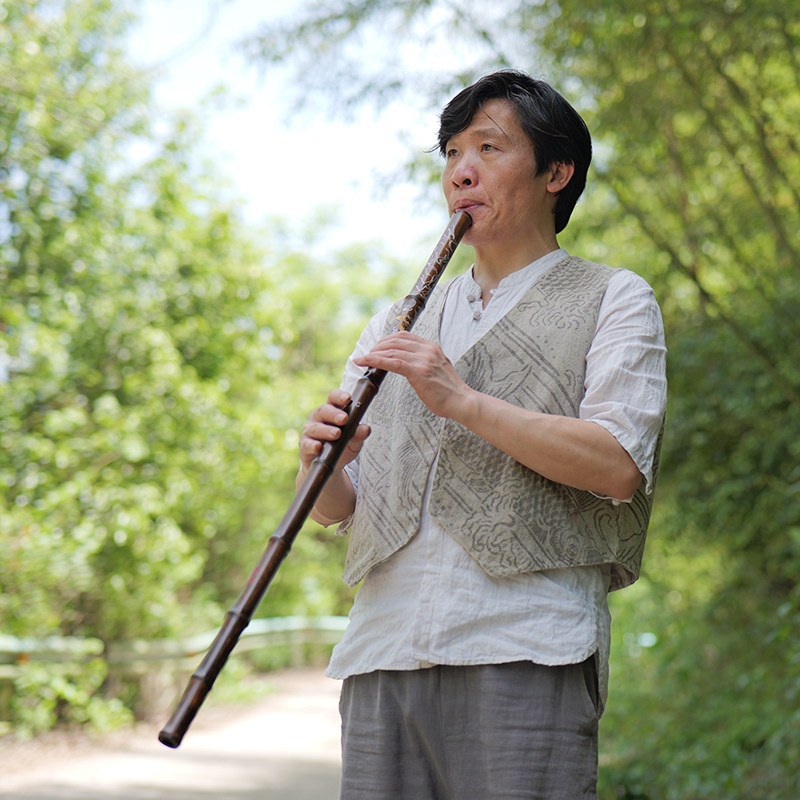 姚茂顺亲制紫竹大漆仙鹤款专业箫